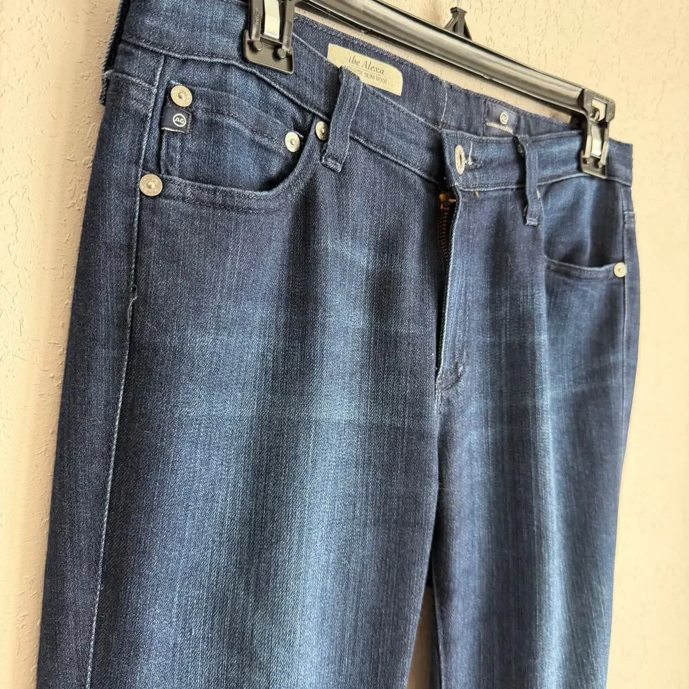 AG Adriano Goldschmied Dark Wash The Alexa Mid Rise Slim Boot Jeans Womens 28 - Picture 2 of 6